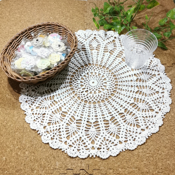 ☆.*レース編みドイリーhandmade.*☆ レース編みドイリーモチーフ15枚セットホワイトハンドメイド