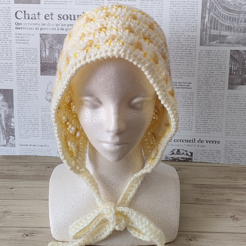 バラクラバ ミモザ クロシェハット かぎ針編み ニット帽 ボンネット