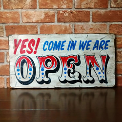 手描き】アンティーク「OPEN」「CLOSED」両面描き木製ヴィンテージ