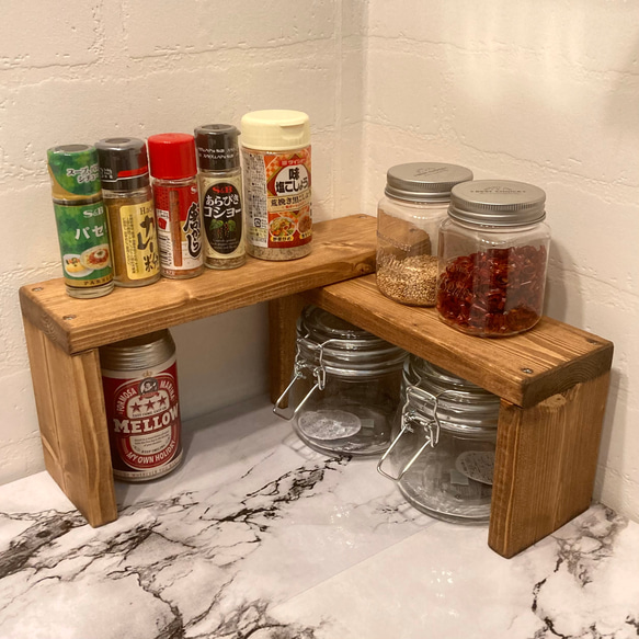 コの字ラック 調味料ラック モニター台 卓上収納 棚 天然木 ワトコ