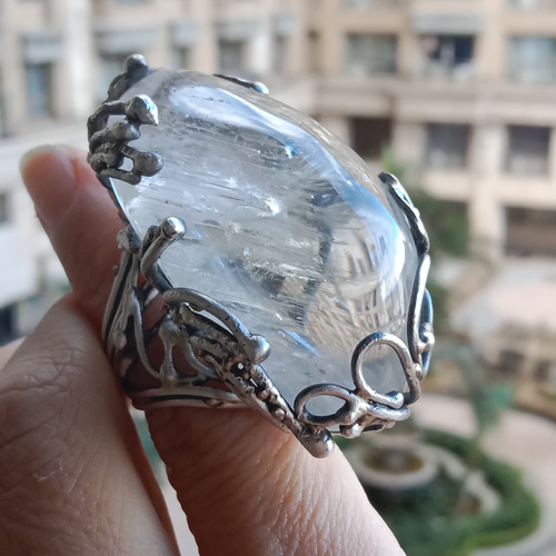 ホワイト クリスタル ハンドメイド シルバー リング ホワイト クリスタル ハンドメイド シルバー リング