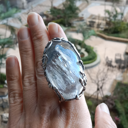 ハンドメイド シルバー クリスタルリング フローライトイン b404502d433fcb87994a854a49091a