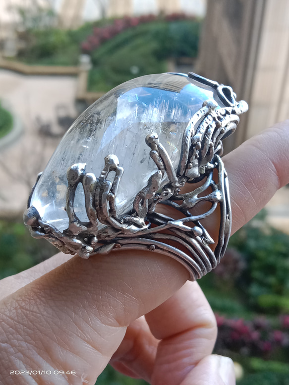ホワイト クリスタル ハンドメイド シルバー リング ホワイト クリスタル ハンドメイド シルバー リング