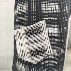 【SALE】黒×白チェックリバーシブルニット　ロングベスト　ワンピース　1点物 10枚目の画像