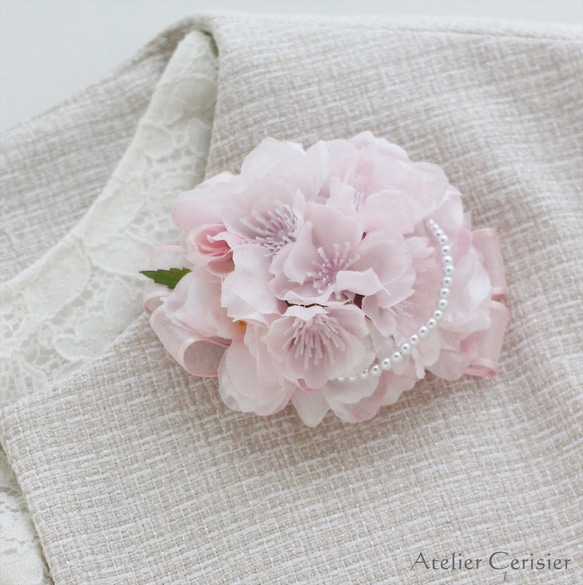 桜・さくら・サクラ パール付 2WAY コサージュ#65【入学式 卒業式 セレモニーコーデ】 2枚目の画像