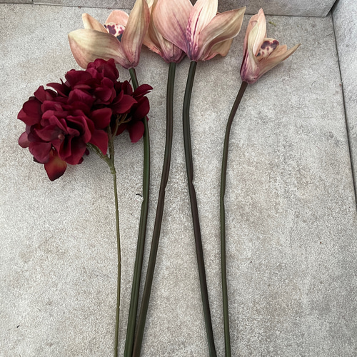 造花 シンビジウム ベージュ 4輪 アーティフィシャルフラワー その他