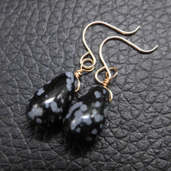 SALE】【14KGF】ドロップ形スノーフレークオブシディアンの1粒