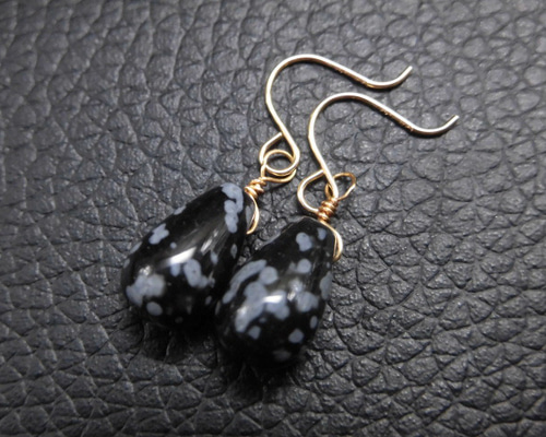 SALE】【14KGF】ドロップ形スノーフレークオブシディアンの1粒