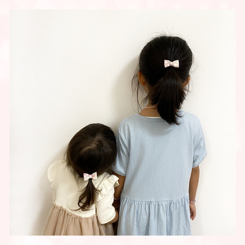 2個1セット】リバティチャイブ リボンヘアゴム 姉妹リンクお揃い 