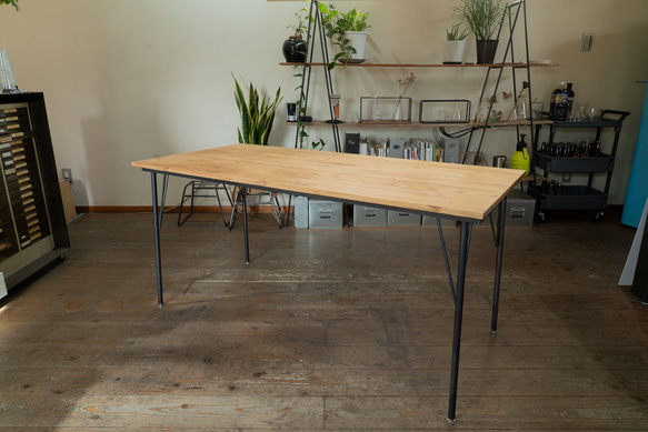 【送料無料】【セット割引】PINE DINING TABLE SET(テーブル1500、本革椅子2脚、ベンチ1200) 4枚目の画像