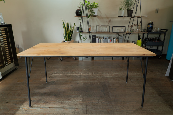 【送料無料】【セット割引】PINE DINING TABLE SET(テーブル1500、本革椅子2脚、ベンチ1200) 3枚目の画像