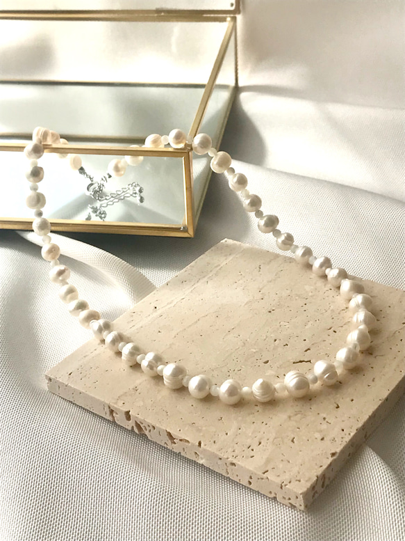 淡水パール×マザーオブパール一連のネックレス ネックレス 淡水パール×マザーオブパール一連のネックレス ネックレス