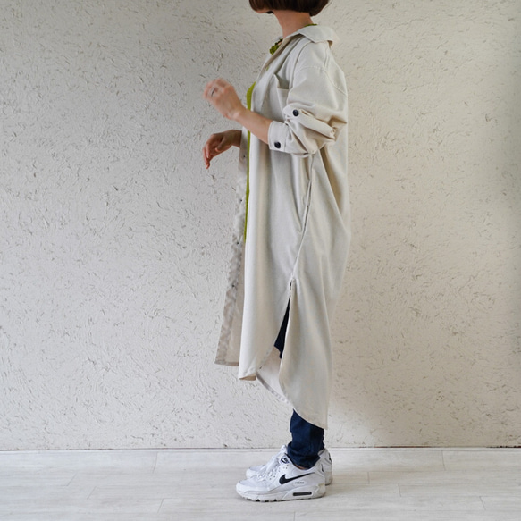 羽織にリネン】リネンコットン ロングシャツ シンプル ナチュラル