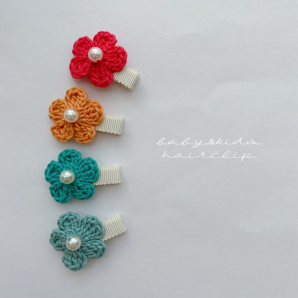 大ぶりパールフラワー】ベビーヘアクリップ ヘアゴム