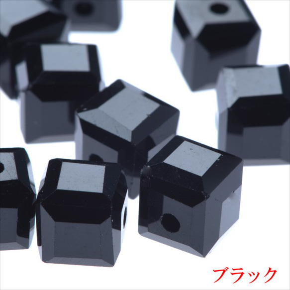10 顆立方體玻璃珠 8mm ★ 黑色 ★ 方形方形切割珠 (garascutc8) 第1張的照片