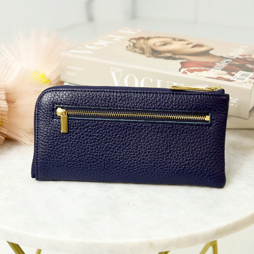 キョロメネイビーL字長財布】思わず誰かに見せたくなる/薄マチ軽量の