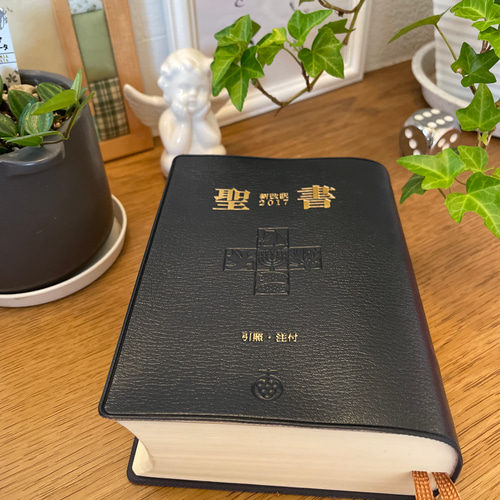 受注見本 手縫本革ハンドメイド新改訳中型版聖書カバー／ブックカバー