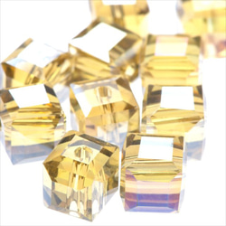 立方體玻璃珠 8 毫米 10 顆 ★AB 黃色/黃色 ★Square 方形切珠 (garascutc8) 第2張的照片