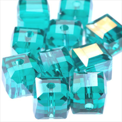 立方體玻璃珠 8 毫米 10 顆 ★AB 綠色/綠色 ★Square square cut beads (garascutc8) 第2張的照片