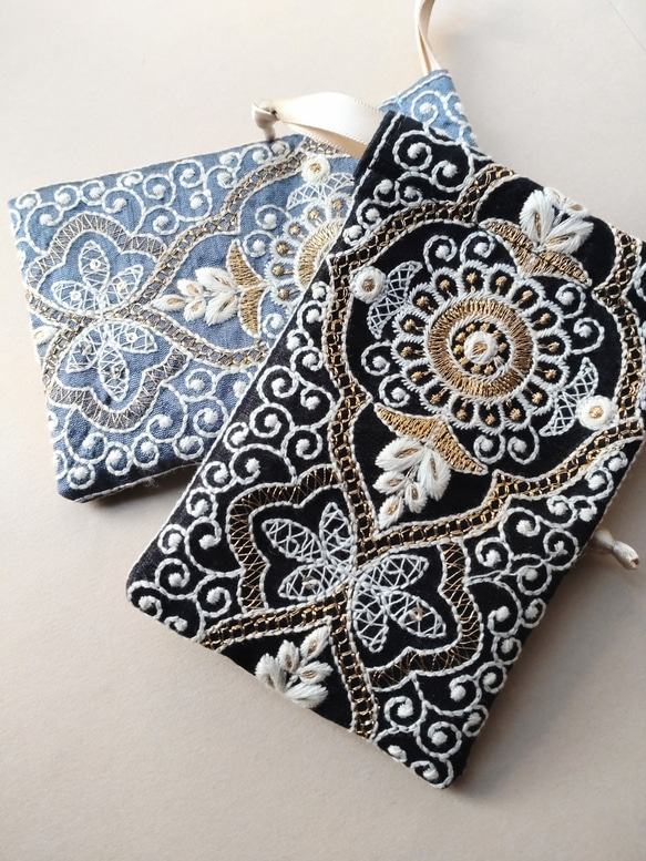 インド刺繍リボンのミニ巾着2 巾着袋 涼 通販 15295370｜Creema