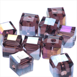 立方體玻璃珠 8mm 10顆 ★AB紫/紫 ★Square square cut beads (garascutc8) 第2張的照片