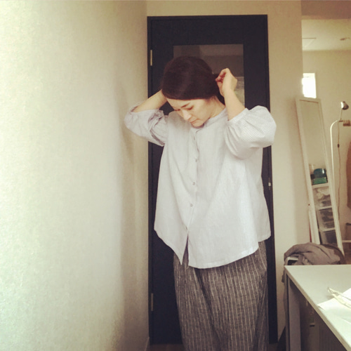 *新品　作家リネンブラウス LINEN LACE UP BLOUSE / リネンレースアップブラウス