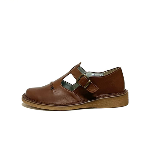 本革のステッチダウンTストラップ／軽量／日本製／34084 スリッポン 粋