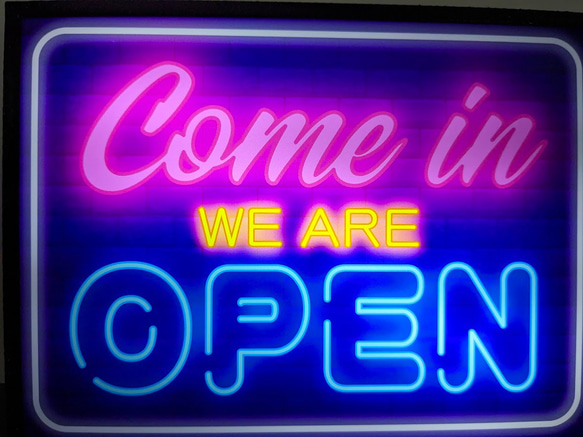 アメリカン ウェルカム オープン 開店 営業中 いらっしゃいませ サイン 看板 店舗 置物 OPEN ライトBOX 3枚目の画像