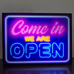 アメリカン ウェルカム オープン 開店 営業中 いらっしゃいませ サイン 看板 店舗 置物 OPEN ライトBOX 2枚目の画像