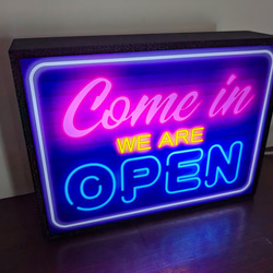 アメリカン ウェルカム オープン 開店 営業中 いらっしゃいませ サイン 看板 店舗 置物 OPEN ライトBOX 4枚目の画像