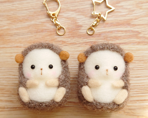 専用】ハリネズミのキーホルダー、ストラップセット 羊毛フェルト