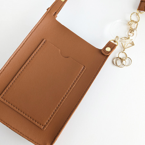 宝石モチーフのキーホルダー付＊アシンメトリーミニショルダーバッグ