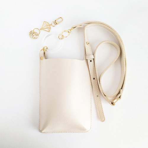 宝石モチーフのキーホルダー付＊アシンメトリーミニショルダー