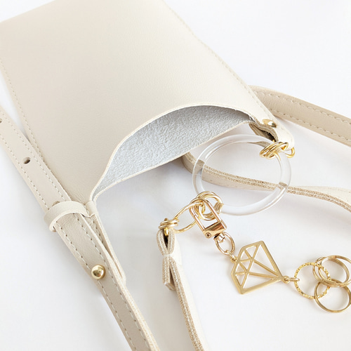 宝石モチーフのキーホルダー付＊アシンメトリーミニショルダー