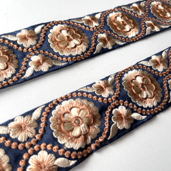 【50cm】インド刺繍リボン　ネイビー　シルク　GS516 3枚目の画像