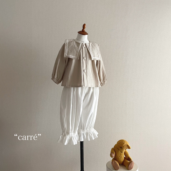 ✂︎ “carré” 90-130size  しかく襟のブラウス　ナチュラル　お誕生日　入園式卒園式 3枚目の画像