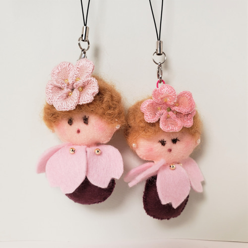 サクラちゃん」桜のマスコット人形 カニカンストラップ付 その他人形