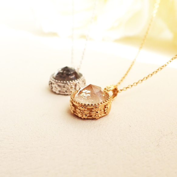 ペットの毛から作るジュエリー犬 猫 うちの子オーダー ～春夏秋冬いつでもキミと～　クリスタル水晶ネックレス　 12枚目の画像