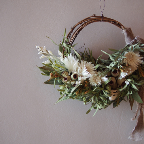 ナチュラルドライフラワーハーフリース&ミニ花束 ナチュラルドライフラワーハーフリース&ミニ花束