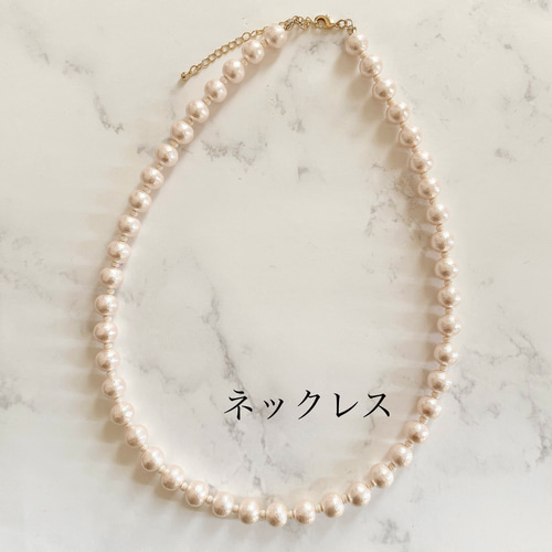 ほんのりさくら色コットンパールのフォーマルセット【ネックレス