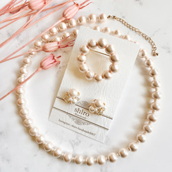 ほんのりさくら色コットンパールのフォーマルセット【ネックレス