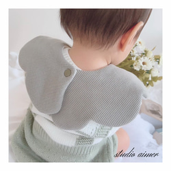 [  mini waffle cotton bib  ]   名入れ　スタイ　刺繍　男の子  女の子  出産祝い 3枚目の画像