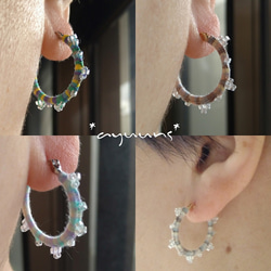 刺繡糸とガラスビーズ*Simpleフープピアス/一点物 6枚目の画像