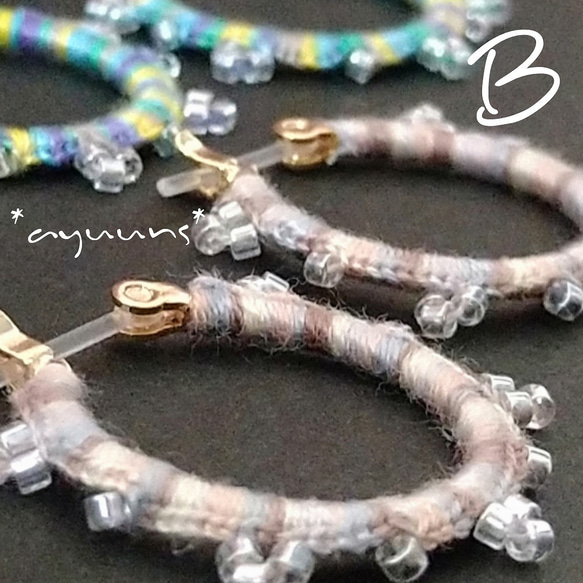 刺繡糸とガラスビーズ*Simpleフープピアス/一点物 9枚目の画像