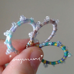 刺繡糸とガラスビーズ*Simpleフープピアス/一点物 3枚目の画像