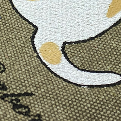 猫の背中シルエット刺繍  キャンバス帆布ビッグサイズコットントートバッグ<カーキ>【送料無料】 5枚目の画像