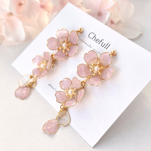 フラワー　花びら　ハート　シルバー　ゴールド　大ぶり　ノンホールピアス　5点 フラワー 花びら ハート シルバー ゴールド 大ぶり