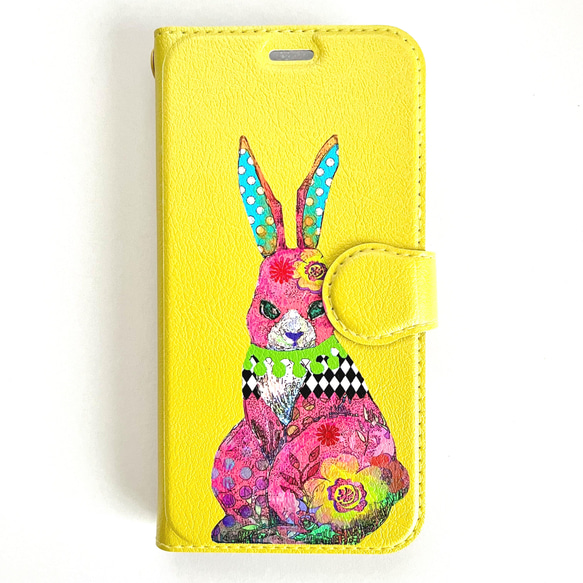 動物シリーズ「ウサギ　ティモ」手帳型スマホケース　iPhone 3枚目の画像