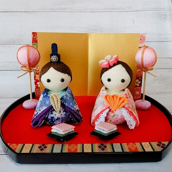 SOLD】現代風 おひなさま ひな人形 ひな祭りちりめん 桃の節句