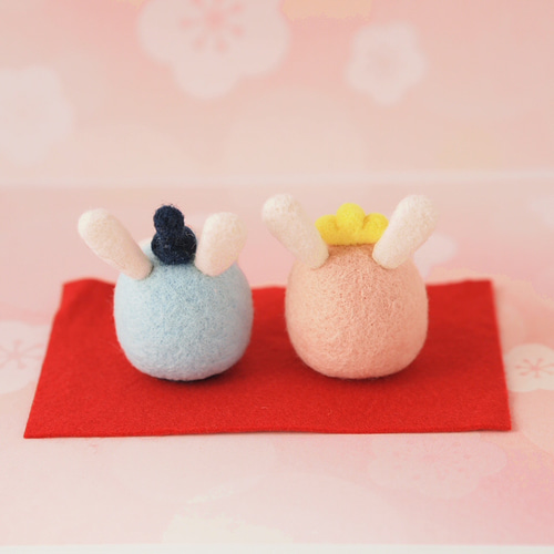 受注製作】うさぎのお雛様*ひな人形*ひな祭り 羊毛フェルト 受注製作】うさぎのお雛様*ひな人形*ひな祭り 羊毛フェルト